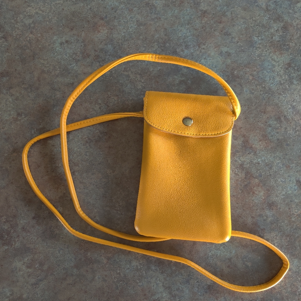 Yellow Faux Leather Crossbody Bag